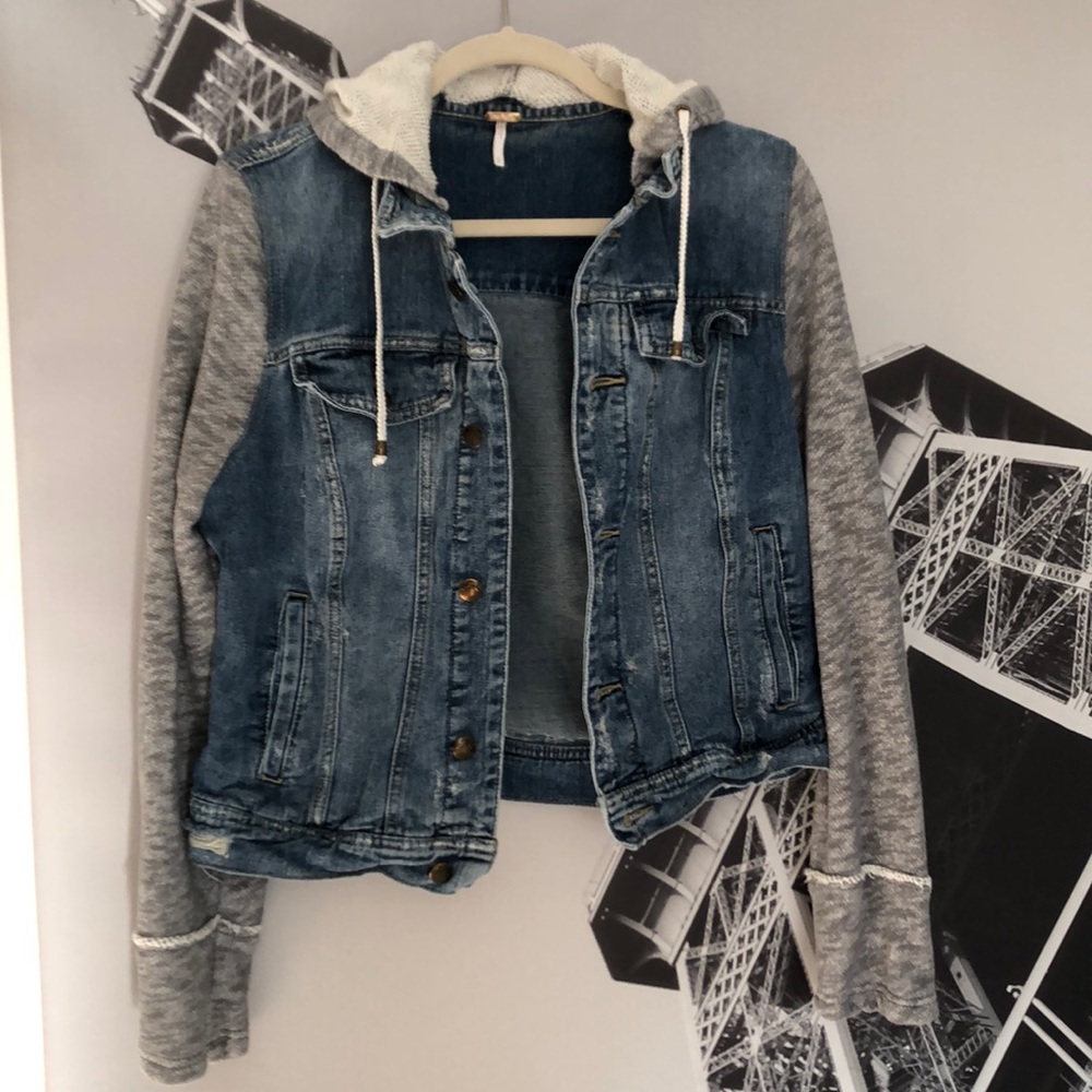 Free people knit hooded denim jacket